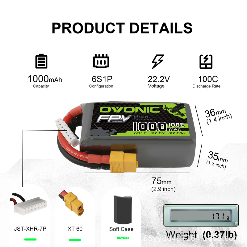 2Pcs OVONIC 1000mAh 100C 22.2V - Drone Zll Rc 리뷰 및 가격